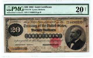 1882 $20 United States Gold Certificate Pmg Very Fine 20 Y00006027