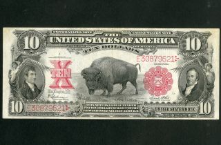 Us Paper Money 1901 $10 Bison United States Note
