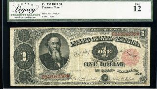 1891 $1 Treasury Note Fr.  352 Fine 12 Legacy 80819027