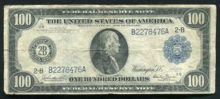 Fr.  1089 1914 $100 One Hundred Dollars Frn Federal Reserve Note York,  Ny Vf