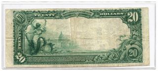 1902 $20 Banknote Plain Back The First National Bank of Shelby Ch 1929 2