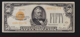 Us 1928 $50 Gold Certificate Fr 2404 Vf - Xf (- 917)