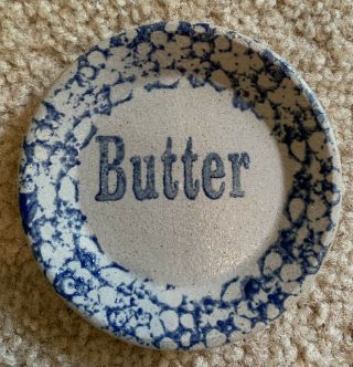 Vintage Bbp Beaumont Brothers Miniature Butter Plate Salt Glazed Pottery Dated