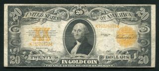 Fr.  1187 1922 $20 Twenty Dollars Gold Certificate Currency Note Very Fine (f)