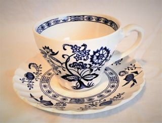 J & G Meakin Classic White Blue Nordic Onion Pattern,  Teacup And Saucer