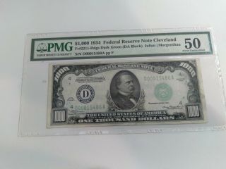 1934 1000.  00 One Thousand Dollar Cleveland Pmg 50 Federal Reserve Note