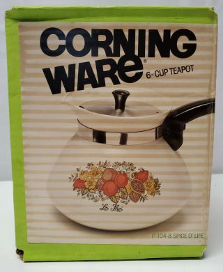 Vintage Corning Ware 6 Cup Teapot P - 104 - 8 Spice O 