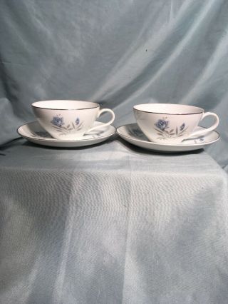 Royal Taunton Blue Rose Set Of 2 Cups And Saucers Fine China Japan