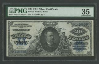 Fr321 $20 1891 Silver Cert Pmg 35 Choice Vf,  (appears Au, ) Wlm9649