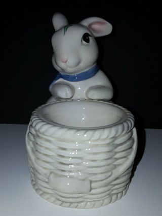 Vintage LENOX Poppies On Blue Poppies Barnyard Bunny Rabbit Candle Votive EUC 2