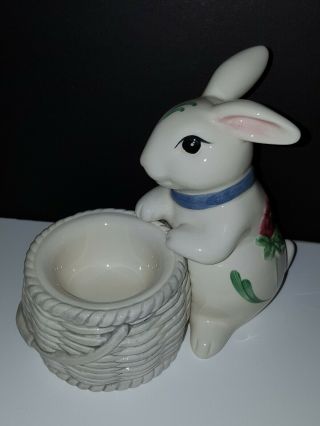 Vintage LENOX Poppies On Blue Poppies Barnyard Bunny Rabbit Candle Votive EUC 3