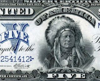 Hgr Sunday 1899 $5 Silver Certificate ( (indian Chief))  Very