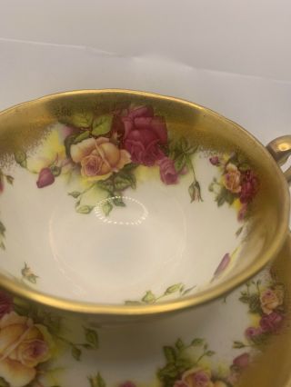 Royal Chelsea Heavy Gold GOLDEN ROSE Cup & Saucer Tiny Mark on a plate 3