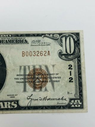 1929 Wisconsin National Currency $10 Ten Dollar Note 1st NB Kenosha WI 3
