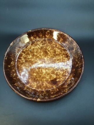 Bennington Pottery Flint / Rockingham Enamel Glaze Mottled 9.  5 " Pie Plate Early