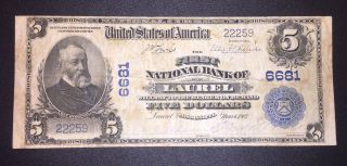 1902 $5 First National Bank Laurel Mississippi Ch 6681 (pm - 38)