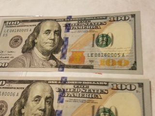 2 Gem UNC Sequential 2009A $100 One Hundred Dollar Bills.  Federal Reserve Notes 3