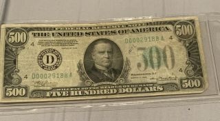 1934a Us $500 Dollar Bill Cleveland Note D 00029188a