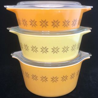 Pyrex Town And Country Casserole 3 Dish 473 Set With Lids Usa 471 472 473