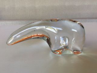 Signed Large Baccarat France Crystal Art Glass Polar Bear Figurine Paperweight