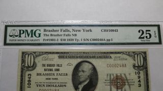 $10 1929 Brasher Falls York NY National Currency Bank Note Bill 10943 VF25 2