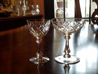 7 Champagne Cocktail Coupes Large Criss Cross Sherbets And 4 Wine Glasses 918d