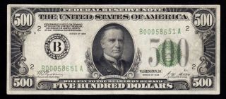 Scarce Gold Clause 1928 $500 York Five Hundred Dollar Bill Fr.  2200 B00058651 2