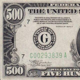 Bold Chicago District 1934a $500 Five Hundred Dollar Bill 1000 Fr.  2202 0029383a