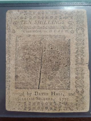 Colonial Currency Mar 20,  1771 Pennsylvania 10s signed by Thomas Mifflin PMG 20 2