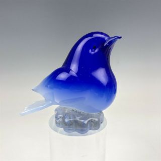 Murano Italy Studio Hand Blown Blue Song Bird Italian Art Glass Figurine 1 Hed
