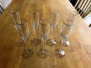 Lenox Encore - Gold Rim Fluted Champagne Glass Set Of 7