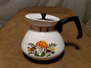 Rare Vintage Corningware Merry Mushroom 6 - Cup Teapot Out Of Box W/paperwork