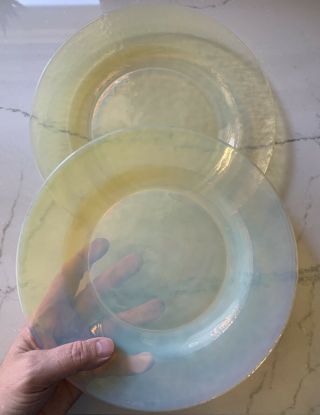 Yalos Casa Murano Glass Plates Yellow Translucent Set Of Two Dinner 10 " Italy