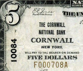 Hgr Ch 10084 1929 $5 Cornwall York ( (rare 4 Known))  Vf,  Grade
