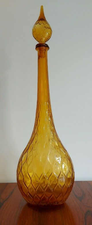 Huge Empoli Genie Bottle 66cm Tall Vintage Retro 1960s Italian Glass