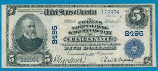 $5.  00 1902 P.  B.  The Citizens N.  B.  & T.  C.  Of Cincinnati,  Attractive,  Charter.  2495