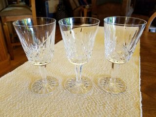 Set Of 3 - Waterford Lismore Crystal Wine Water Goblets Glasses Signed 6 7/8 "