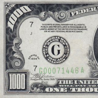 Stunning 1934 Chicago $1000 One Thousand Dollar Bill Fr.  2211 500 G00071446a