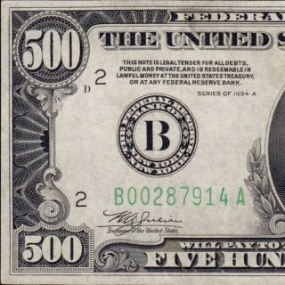 Gorgeous 1934a $500 York Five Hundred Dollar Bill Fr.  2202 287914a