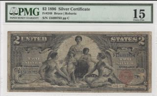 1896 2 Dollar Silver Certificate,  Fr 248,  Pmg 15 Fine " Education Note "