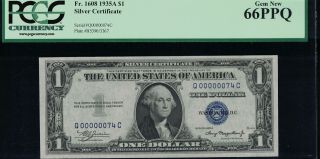 Fr.  1608 1935a $1 Silver Certificate Pcgs 66ppq Gem Two Digital Serial No