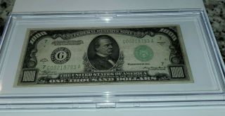 1934 A Thousand Dollar Federal Reserve Currency Banknote.