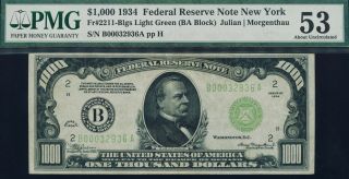 Fr.  2211 1934 $1000 Federal Reserve Note York Pmg 53