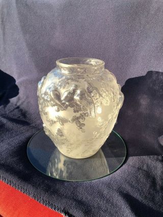 French Mold Blown 11 Inch Cameo Vase - Muller Fres Luneville - Signed