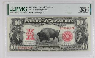 1901 Fr 119 $10 Buffalo Note Pmg 35 Epq And Color None Finer In This Grade.