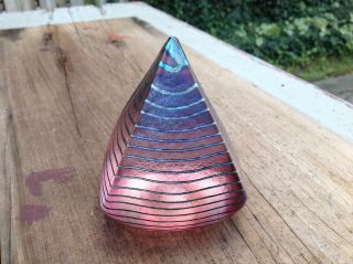Robert Held Signed Art Glass Pyramid Label 4 " Large Heavy Piece