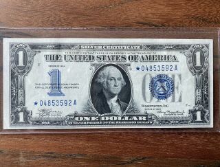 1934 $1 Silver Certificate Star Note Funny Back / A Block Look