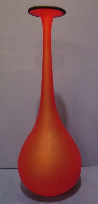 Carlo Moretti For Rosenthal Netter Tall Satin Glass Genie Vase Red Black Mcm