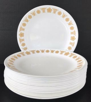 Vintage Corelle Butterfly Gold Lunch Plates 8 1/2” Set Of 16 By Corning