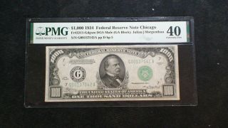 1934 Pmg Ef40 One Thousand Dollar Federal Reserve Note Chicago Mule $1000 Bill